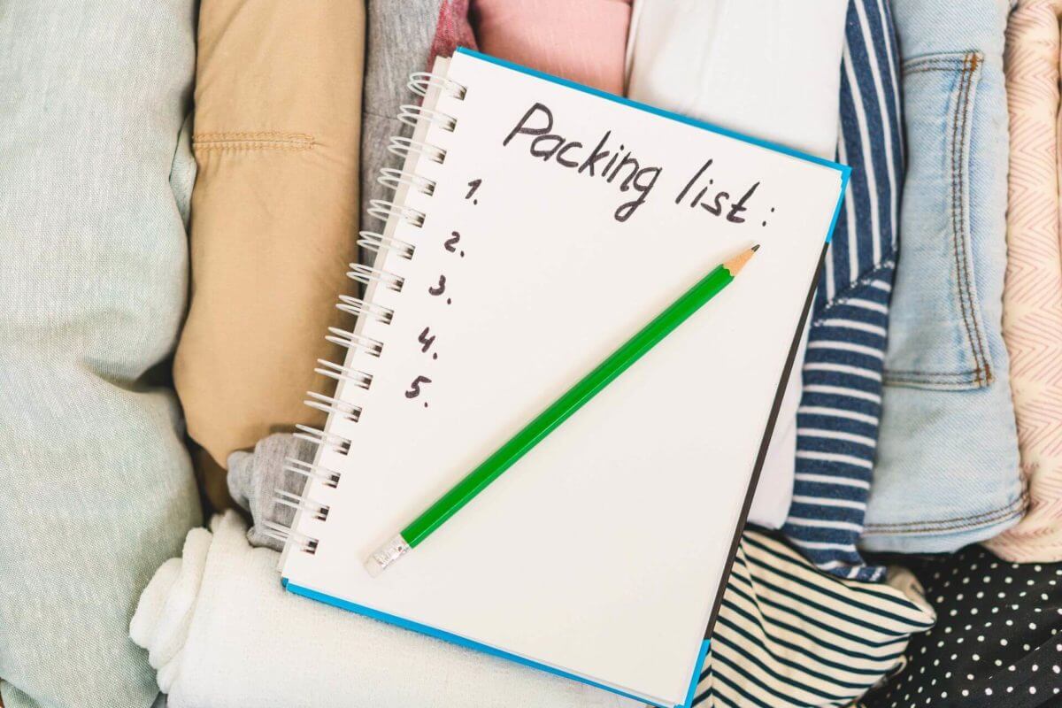 packing list and a pencil
