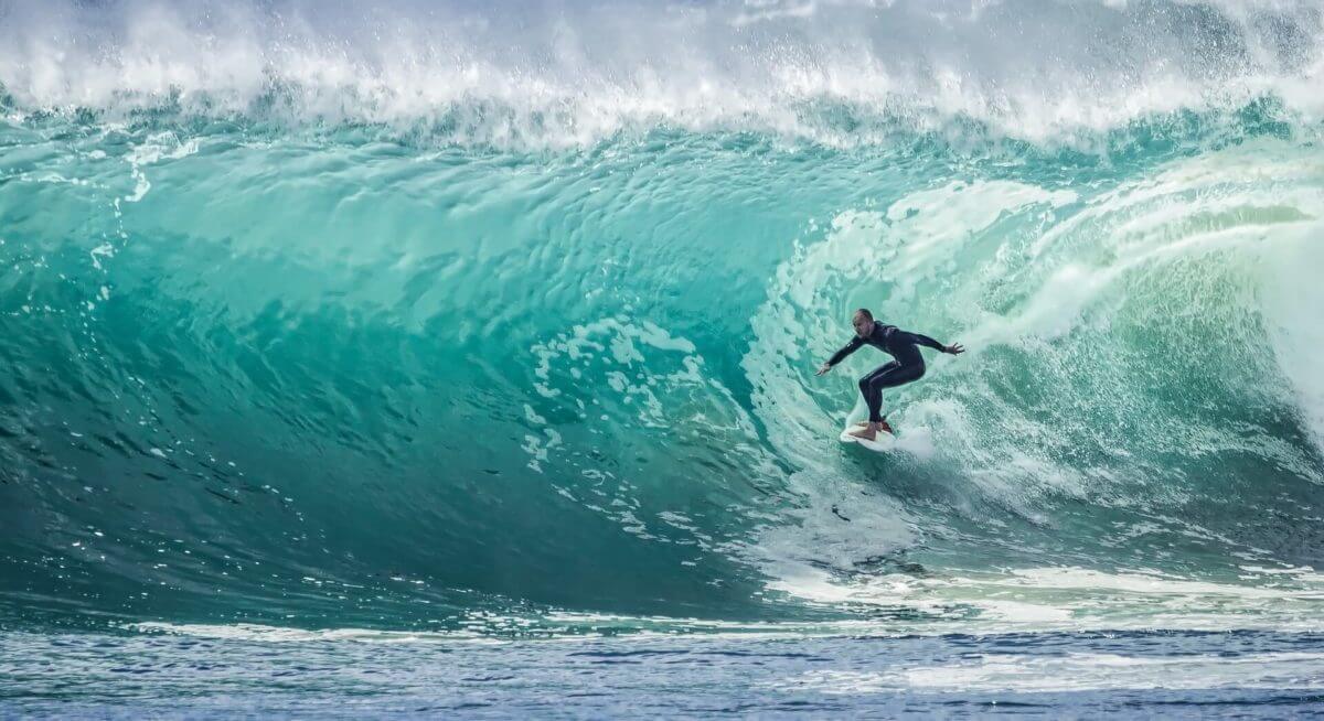 a person surfing