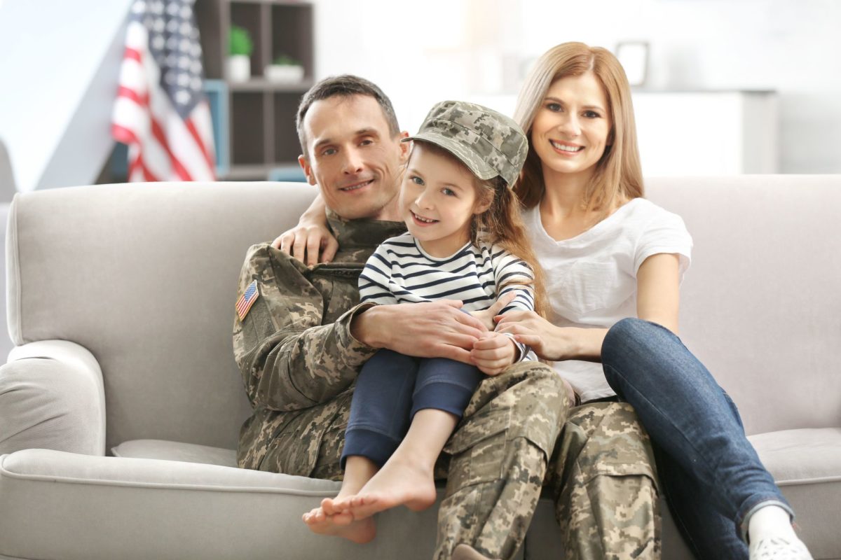 military serviceman with his family