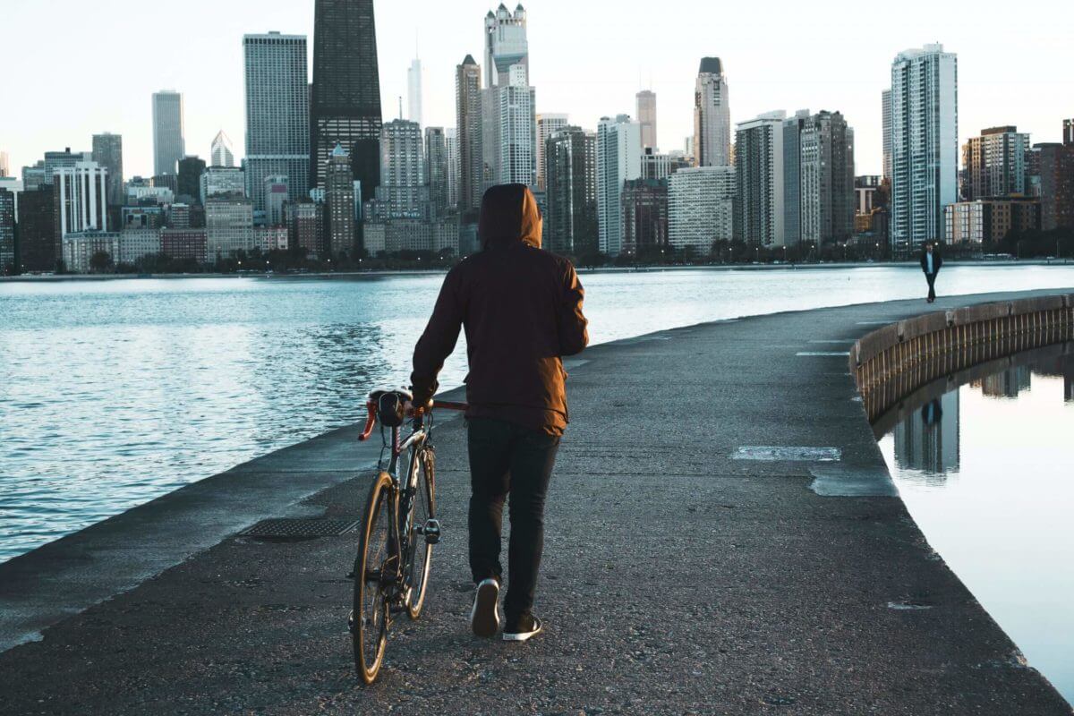 Chicago man biking after cross country moving