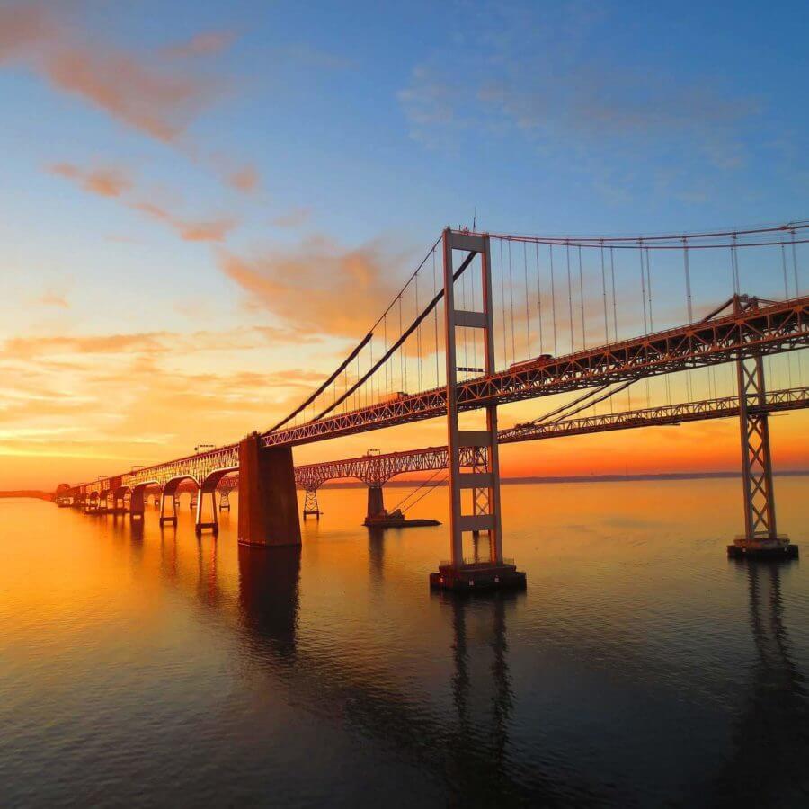 Maryland bridge at sunset