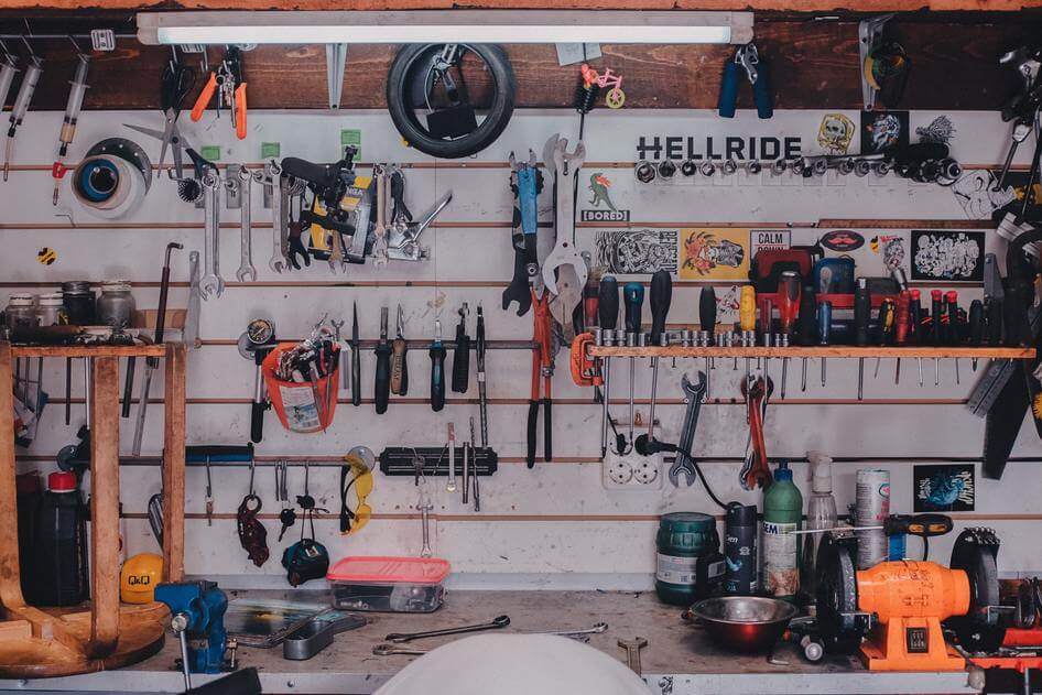 Tools hanging on a wall