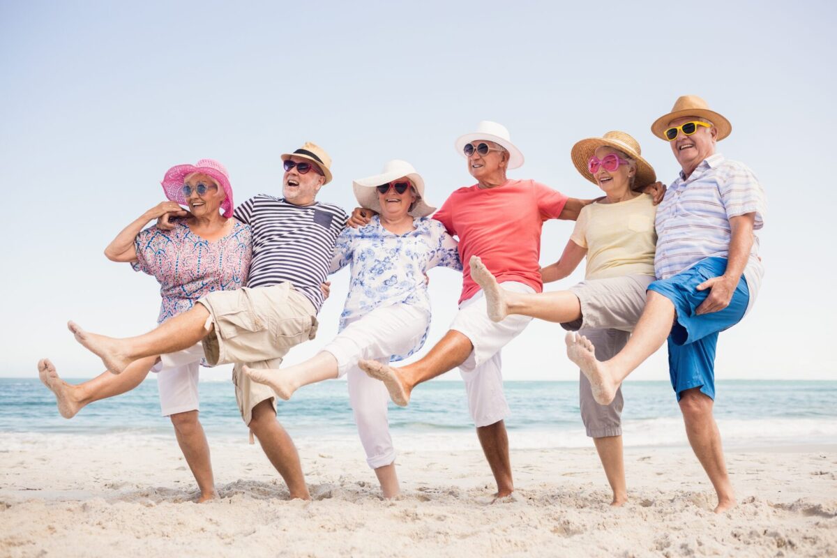 Group of seniors on the beach