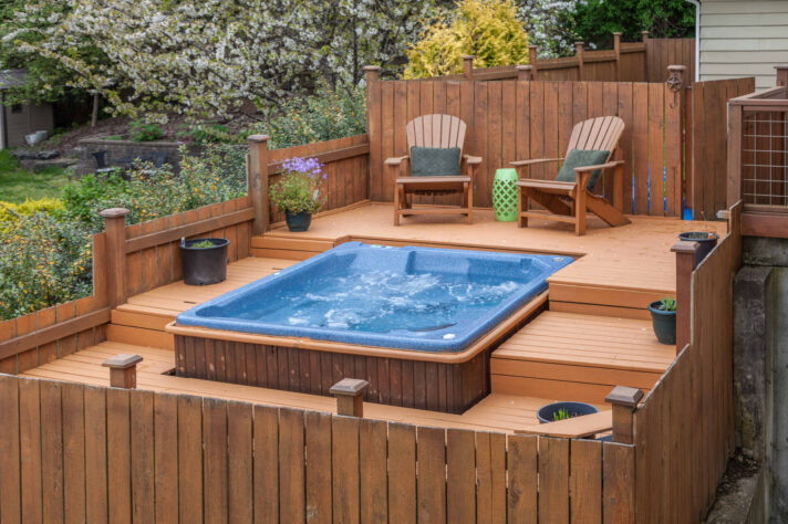 Outdoor spa on a deck