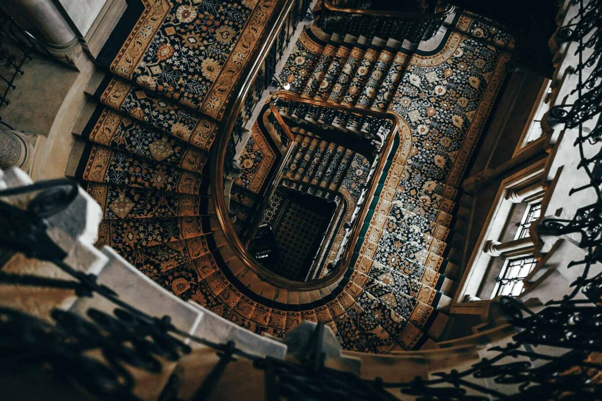 A carpet on stairs