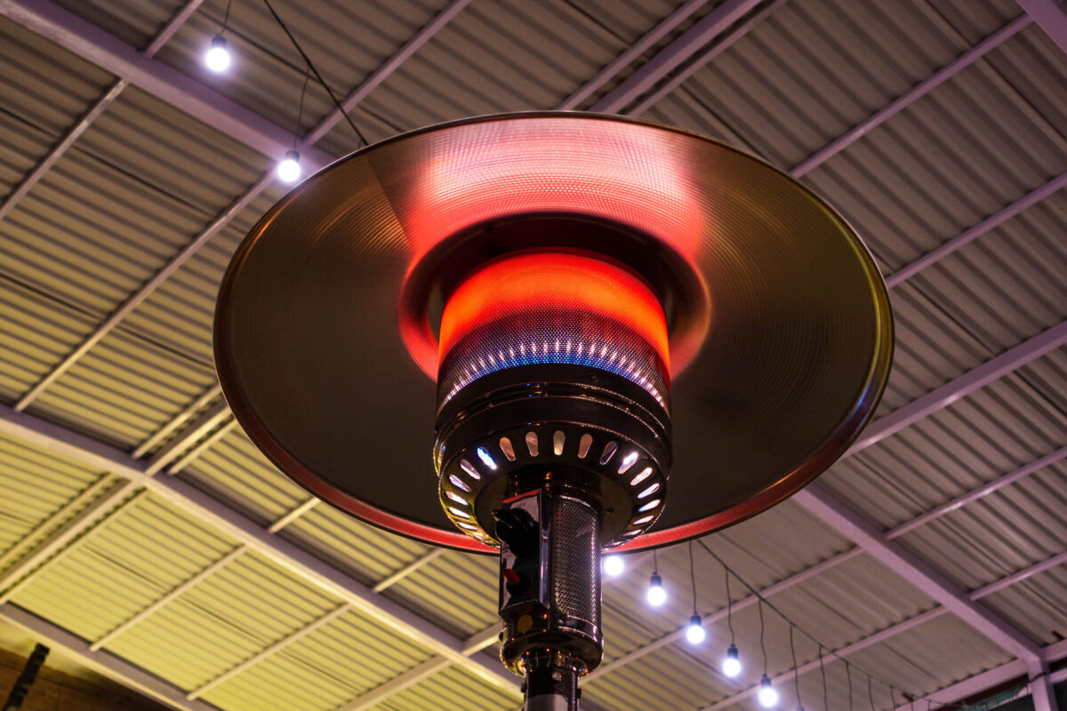 Close-up of the gas patio heater
