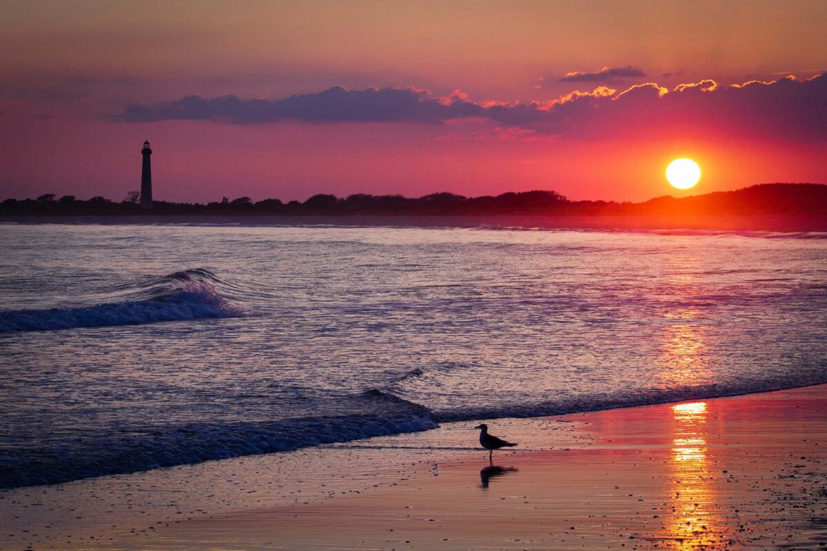 Golden hour on the seashore of Cape May, New Jersey