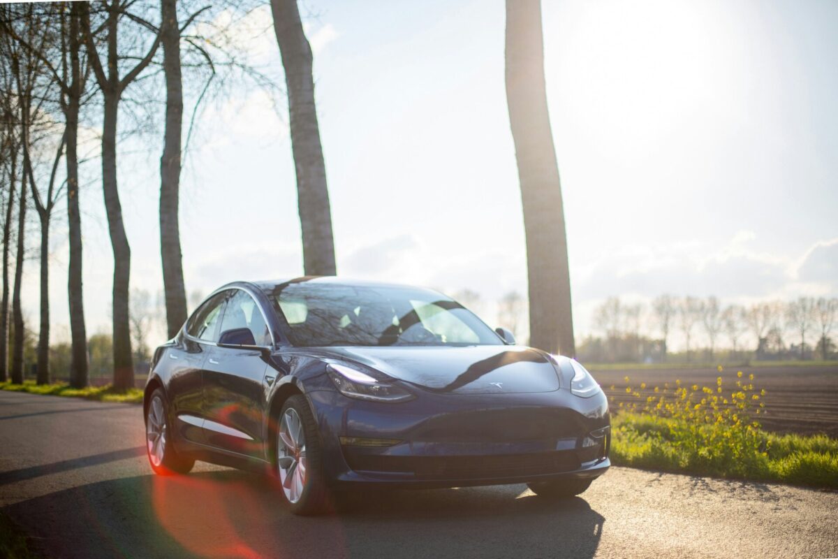 Tesla car on the road