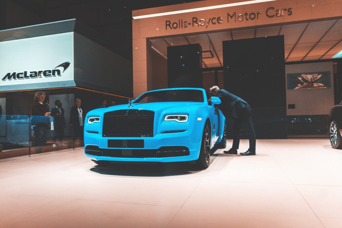 A Rolls-Royce display at a car show